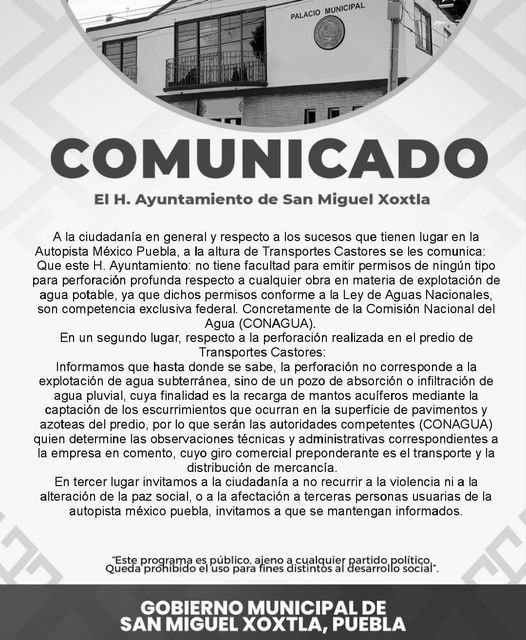 Comunicado San Miguel Xoxtla