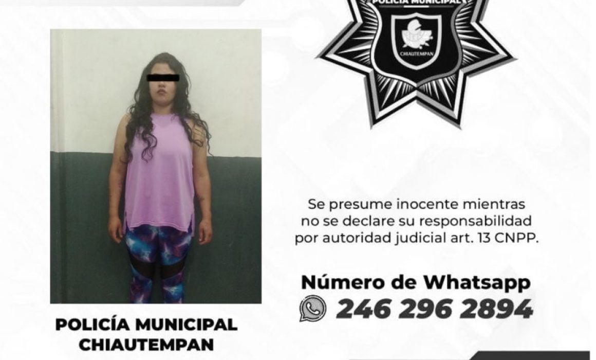 Detiene Policía de Chiautempan a femenina por alteración del orden público