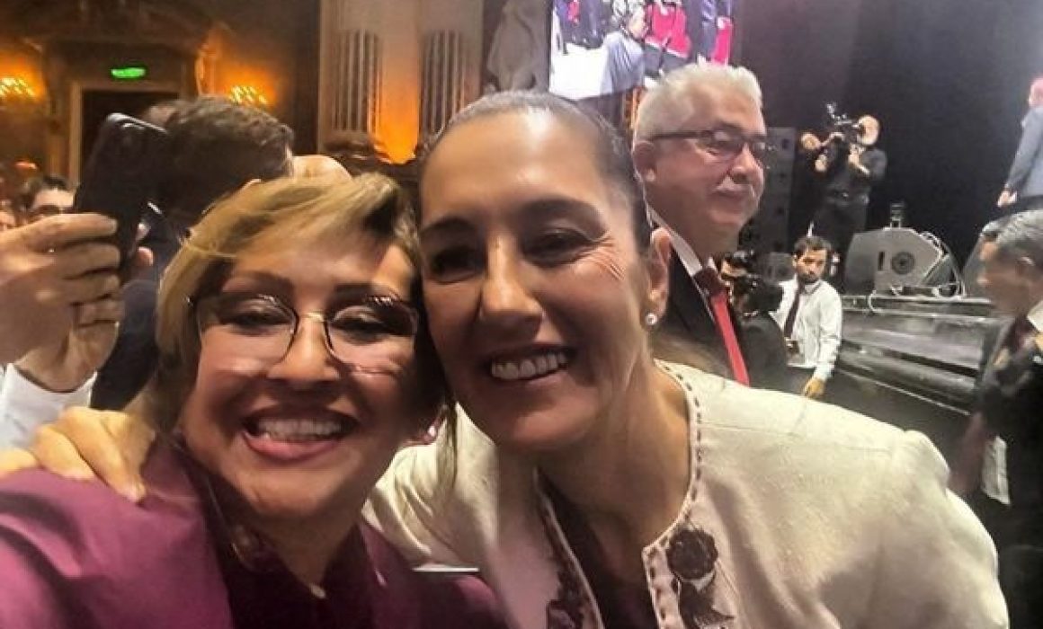 Celebra Lorena Cuéllar con Claudia Sheinbaum entrega de constancia