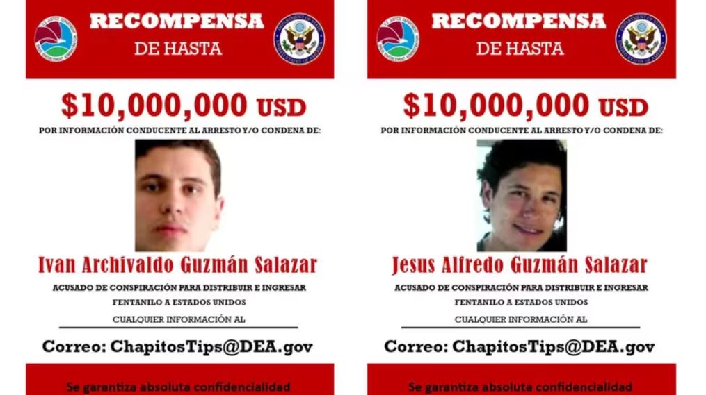 Recompensas cártel de Sinaloa