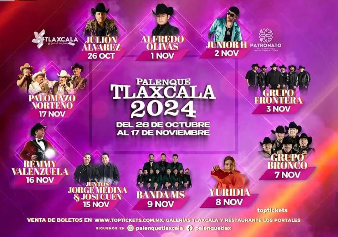 ¿A cual vas a ir? Revelan cartel de Palenque de la Feria Tlaxcala 2024