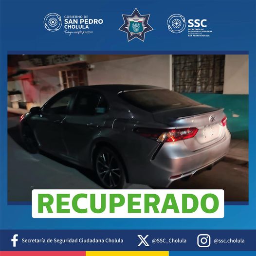 Recuperan vehículo con reporte de robo en Santiago Momoxpan