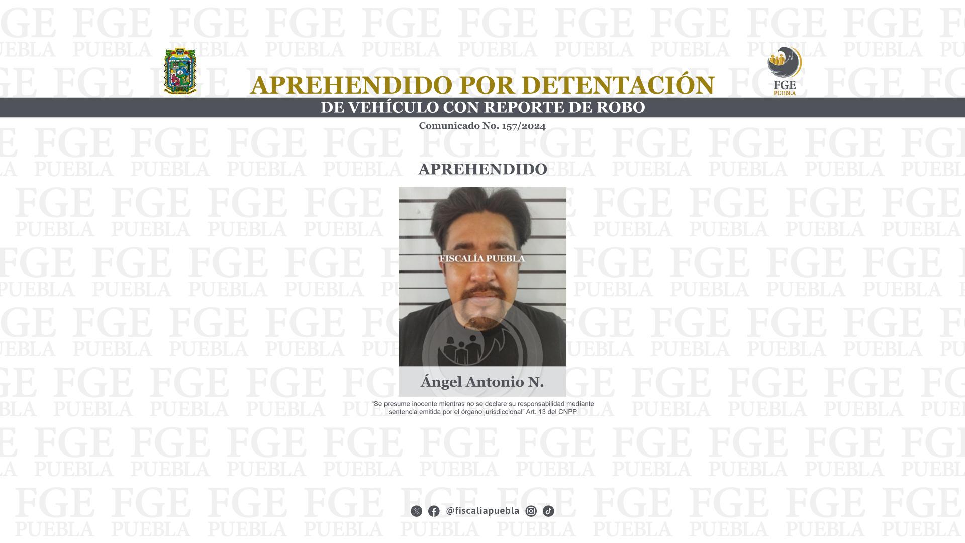 Detienen a Ángel Antonio N. por manejar motocicleta robada en Cuautlancingo