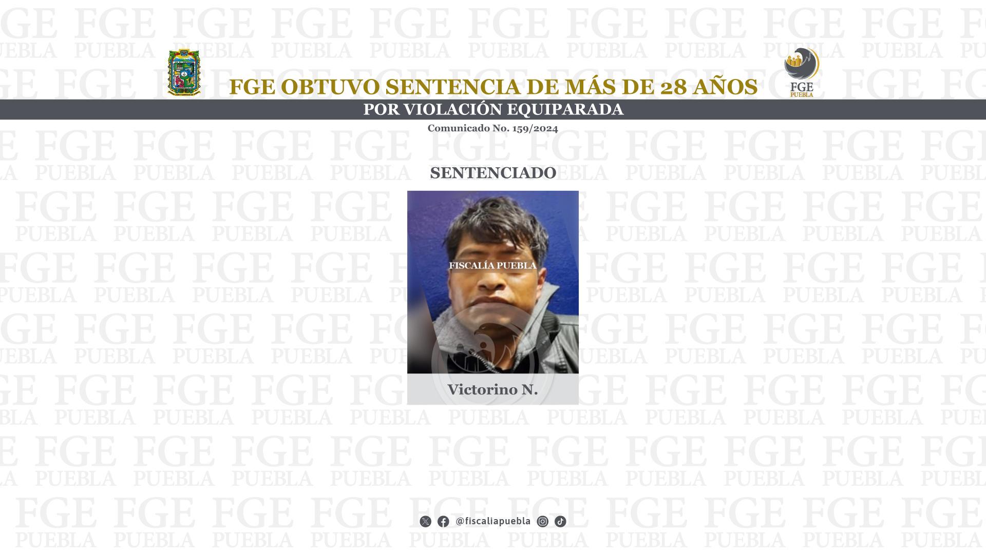 28 años de prisión para hombre en Puebla por violación equiparada