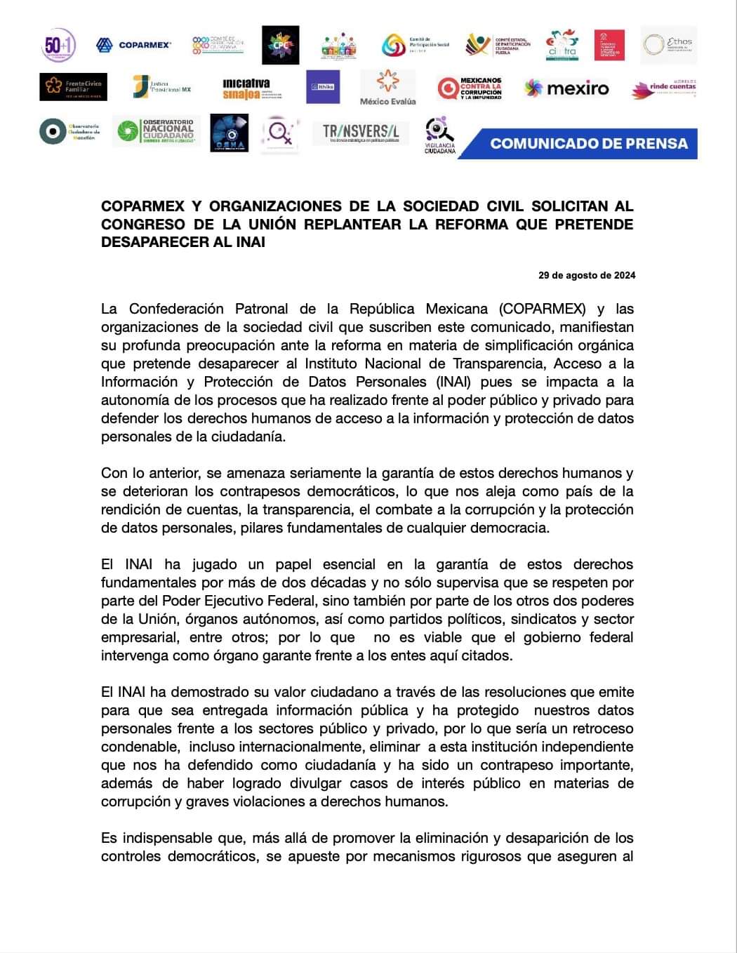 Preocupa a COPARMEX sobrerepresentación en Cámara Alta y Baja