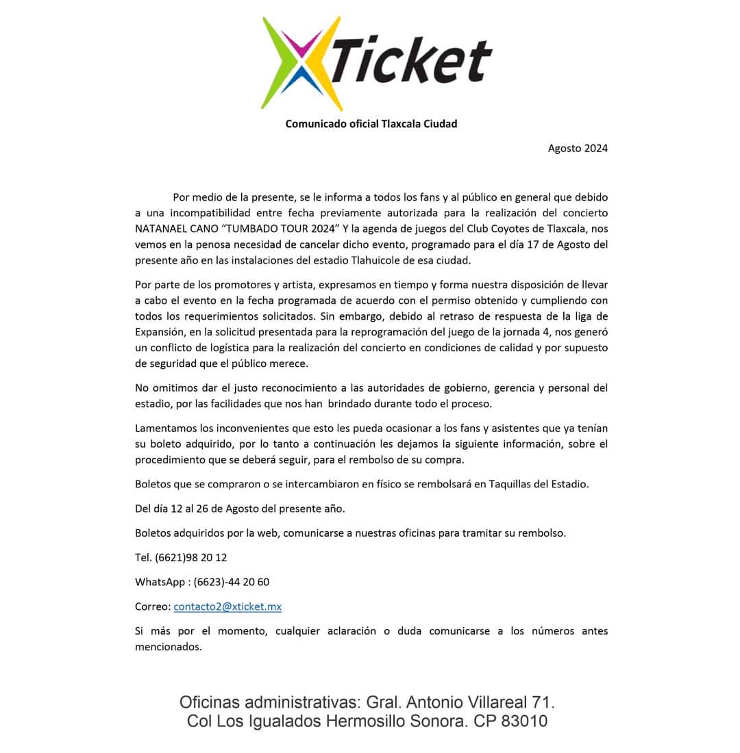 Cancela Natanael Cano, concierto en Tlaxcala
