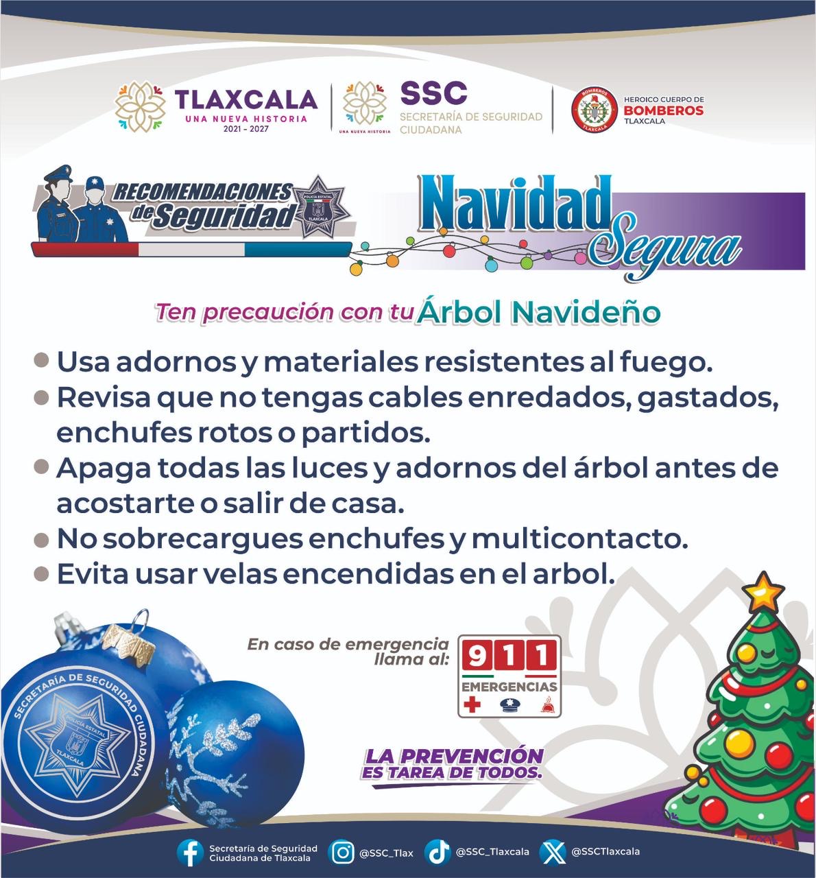 Emite SSC recomendaciones en esta temporada navideña
