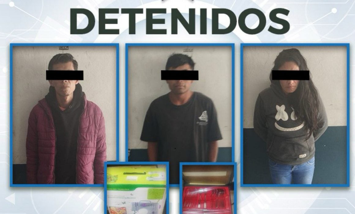 Arresta policía de Huamantla a tres presuntos ladrones de comercios