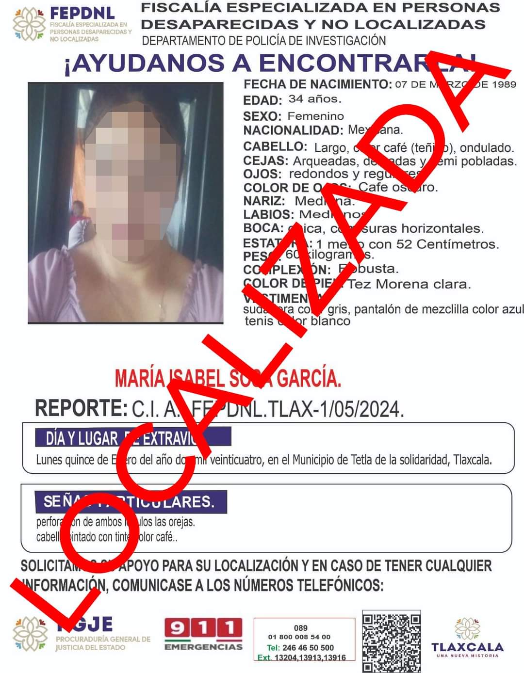 Localizan con vida a Maria Isabel tras ser secuestrada en Tetla de la Solidaridad