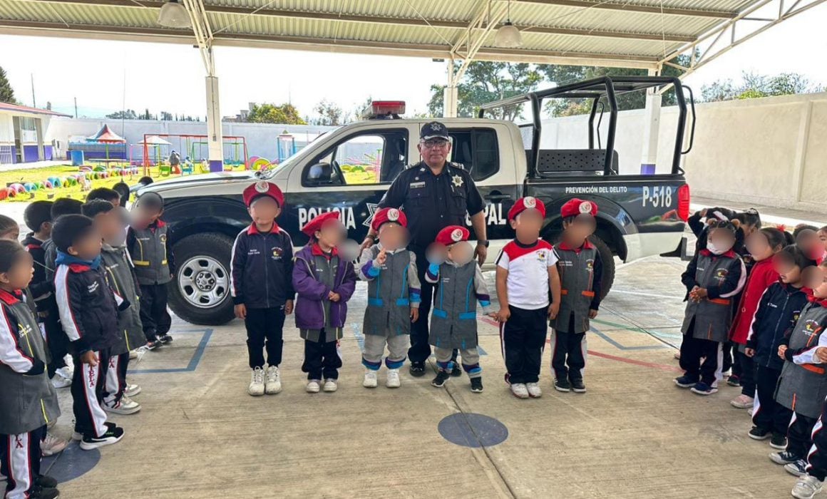 Promueve Policía de Chiautempan cultura de paz en preescolar de Tetela