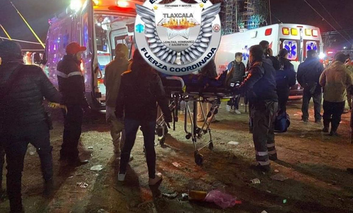 Cae torre de pirotecnia en Xiloxochitla; deja 14 lesionados