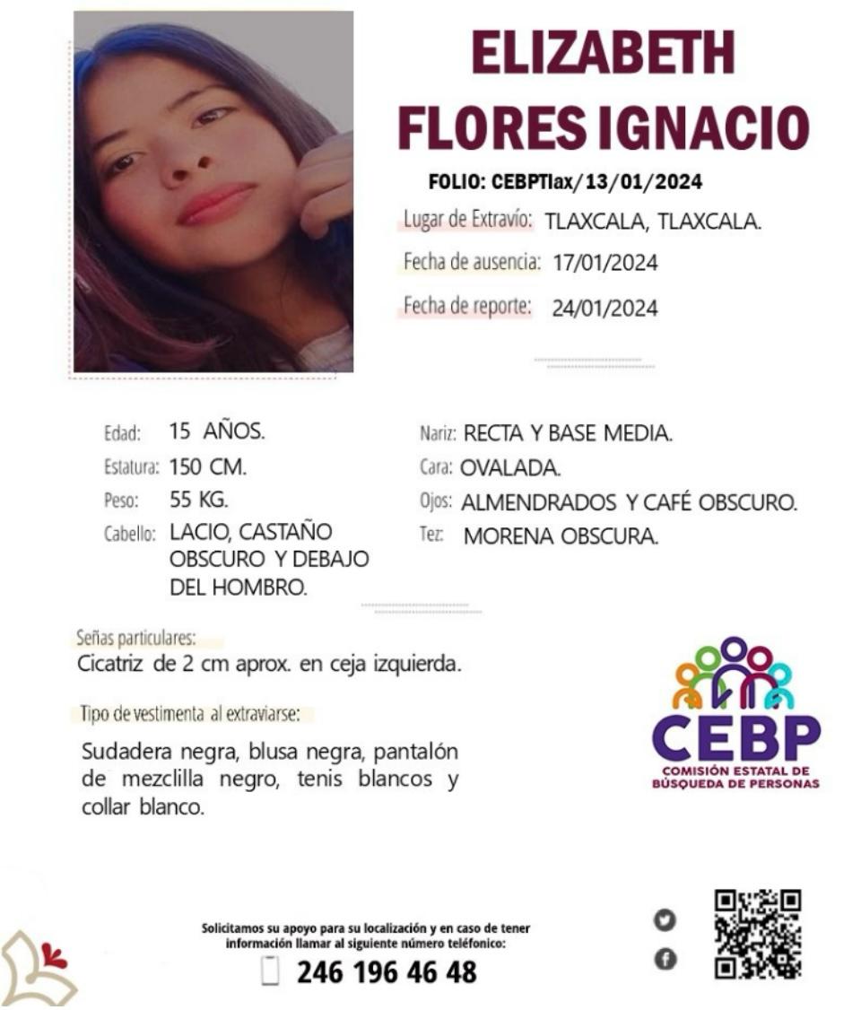 Desesperada búsqueda de Elizabeth Flores Ignacio desaparecida en Tlaxcala