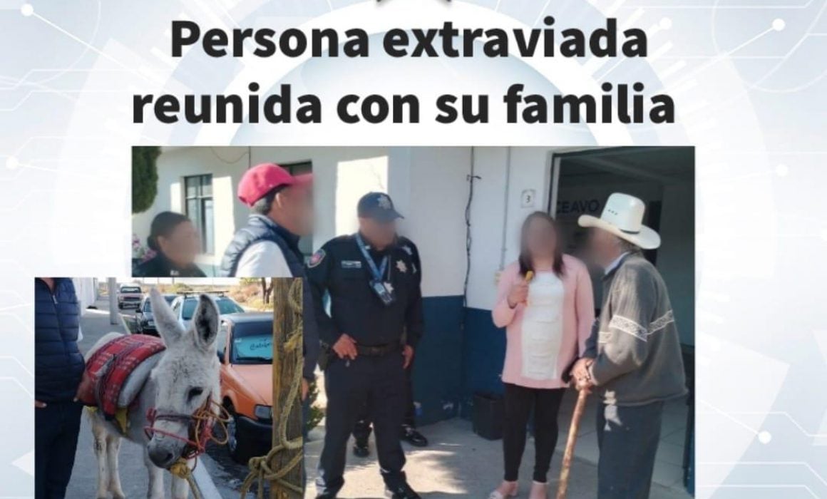 Reúne policía de Huamantla a adulto mayor extraviado con su familia