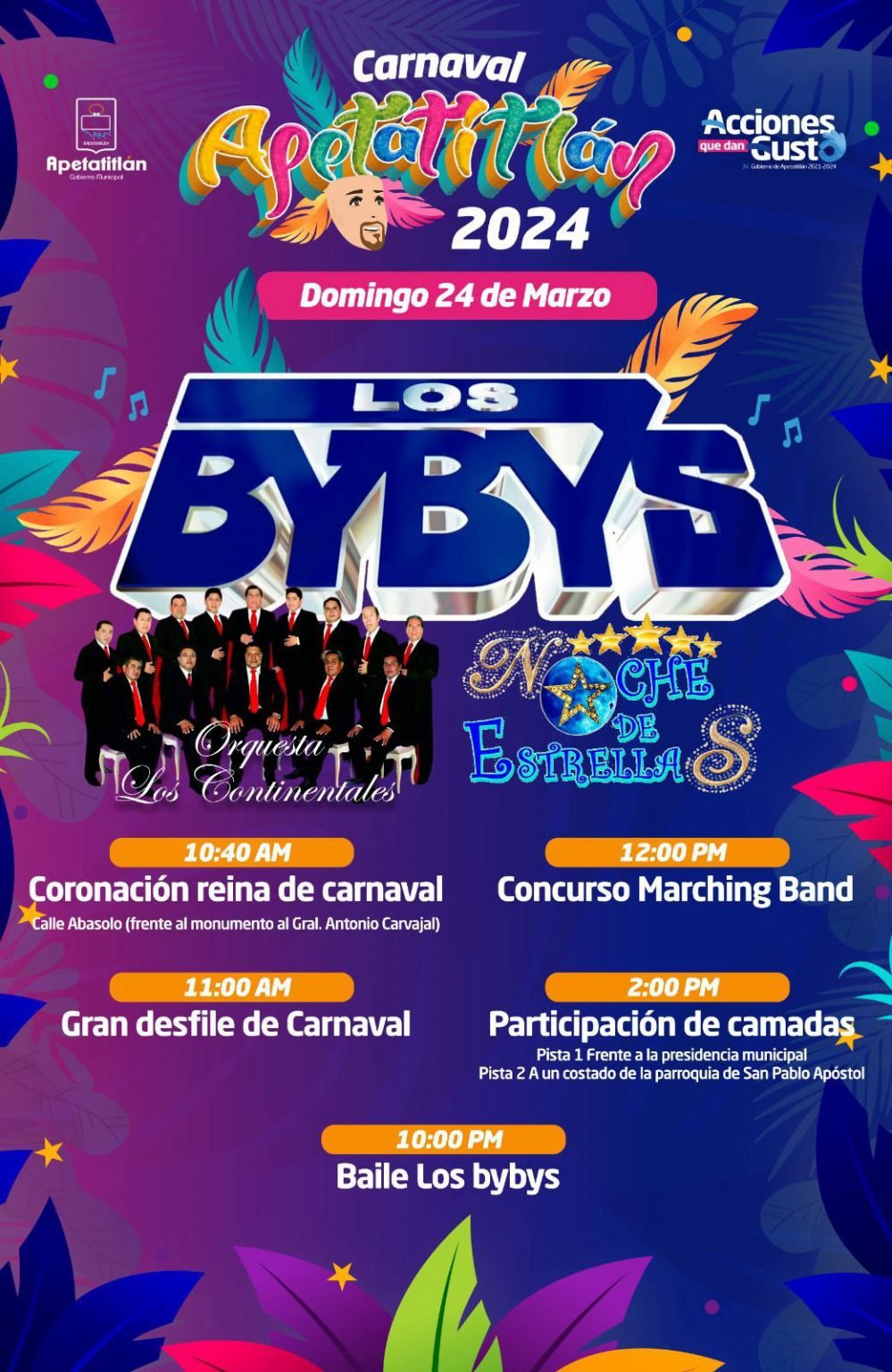 Invita Apetatitlán al baile de Los Bybys en el remate de Carnaval