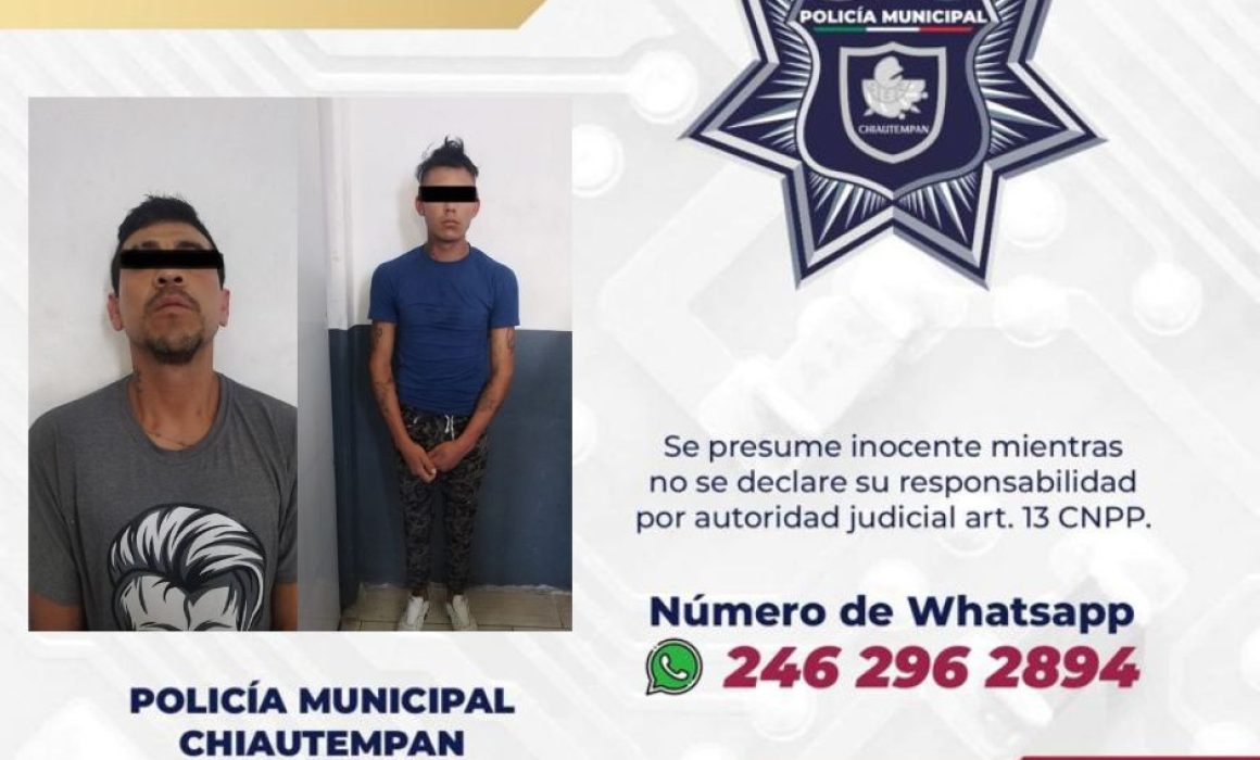 Logra Policía de Chiautempan la detención de 4 personas