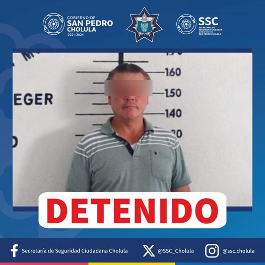 Detienen a presunto acosador de menor en Cholula