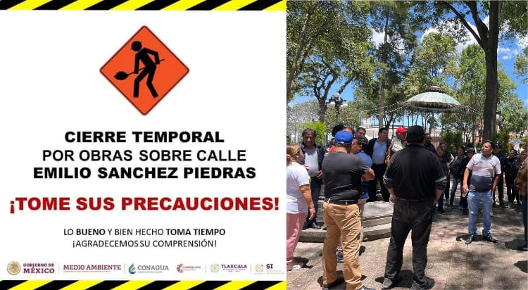 Por cierre de vialidades, protestan comerciantes de Tlaxcala