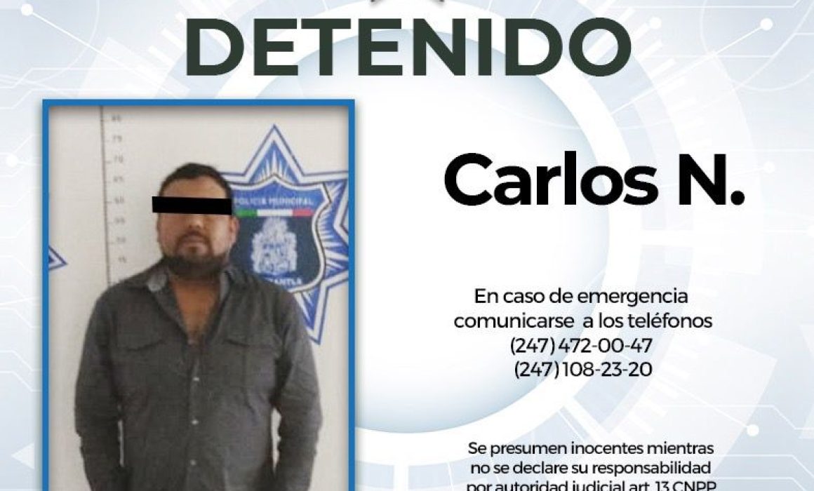 Detienen en Huamantla a sujeto por presunta violencia familiar