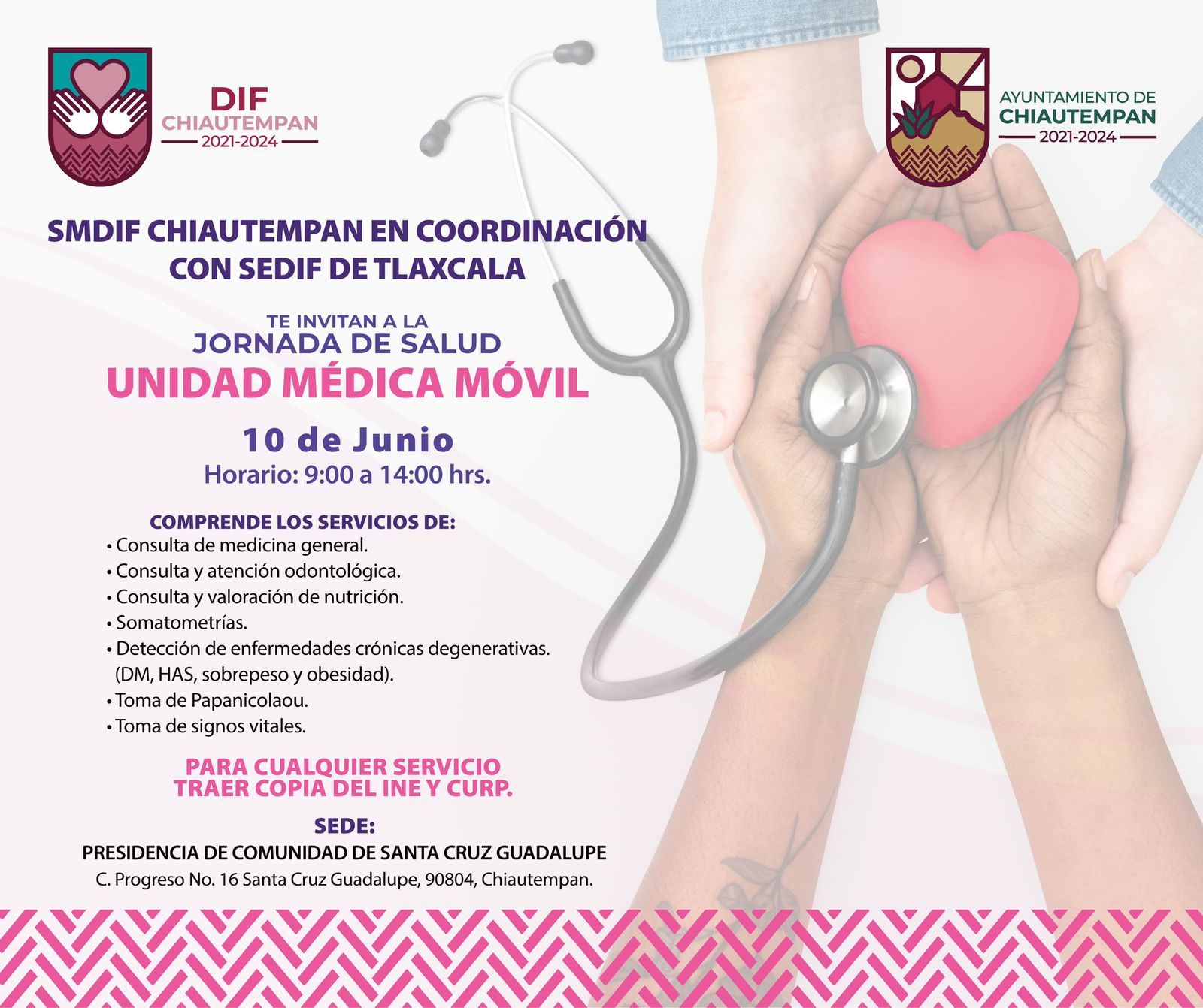 La unidad médica móvil llega a Santa Cruz Guadalupe en Chiautempan