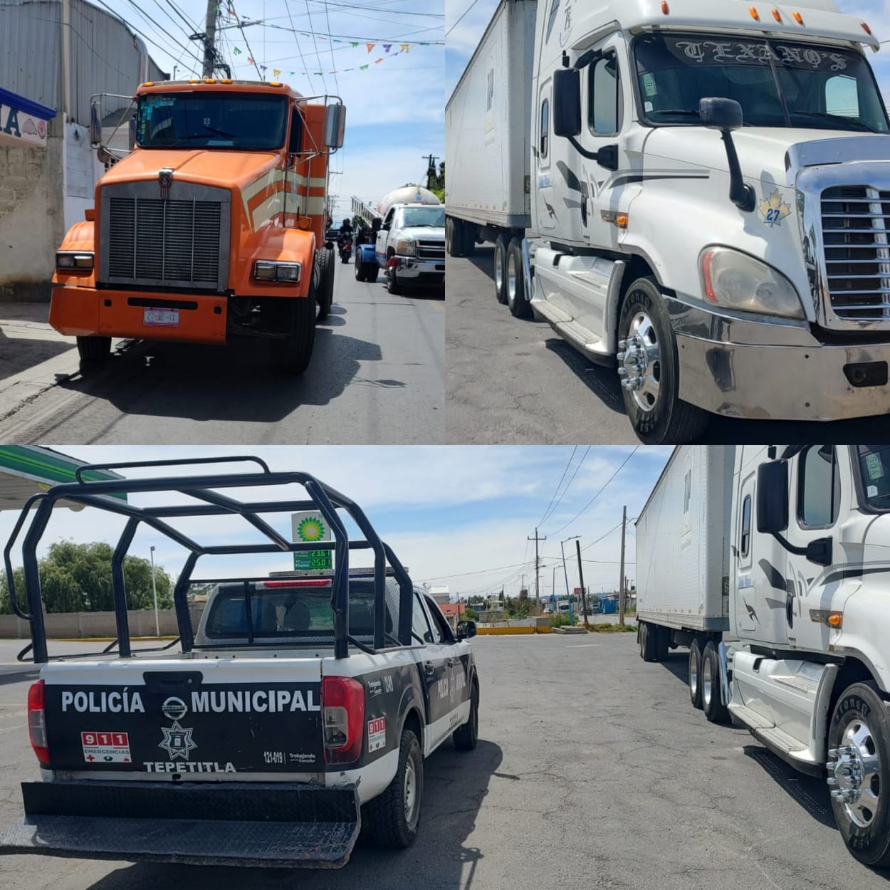 Policía de Tepetitla frustra robo de tráiler; aseguraron a dos presuntos ladrones