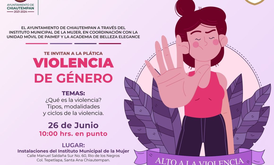 El ayuntamiento de Chiautempan realizará la plática violencia de género