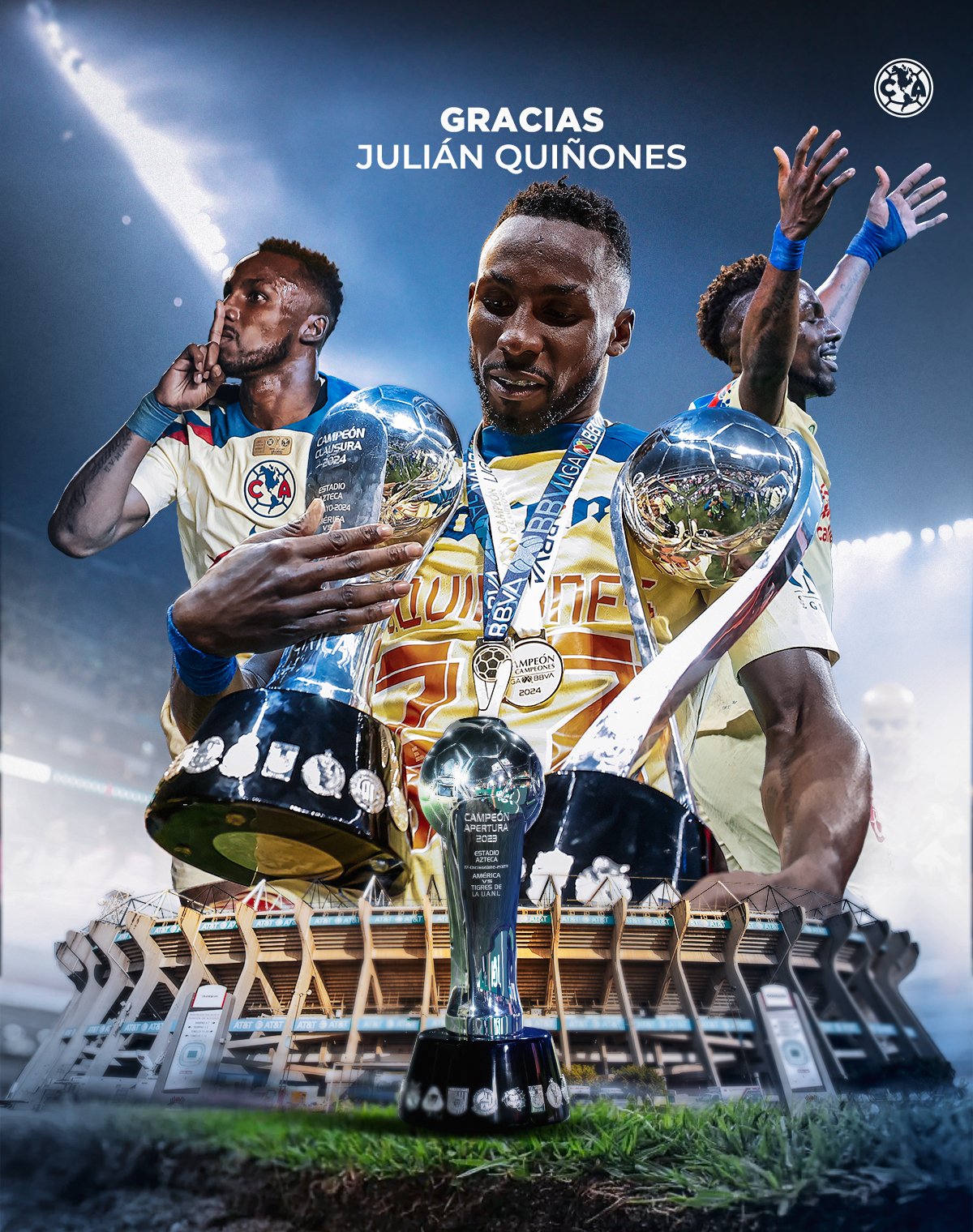 Club América se despide de Julián Quiñones 