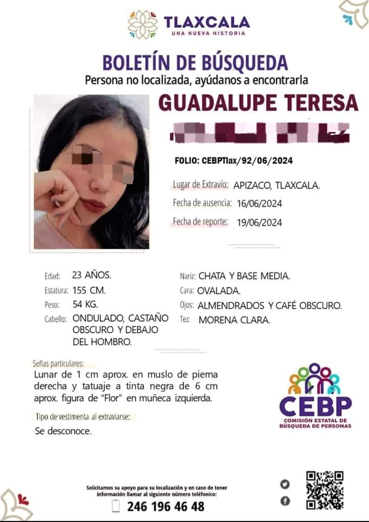 Hallan sin vida a la joven tlaxcalteca Guadalupe Teresa N., en Puebla