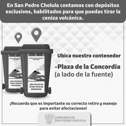 Instalan contenedor para depósito de ceniza en San Pedro Cholula