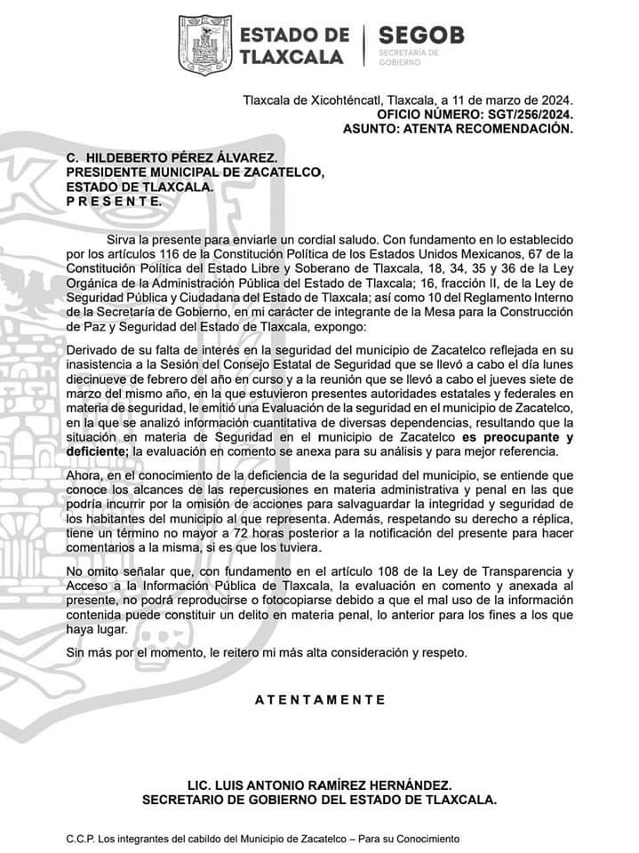 Alcalde de Zacatelco bajo la mira penal por presunta omisión en seguridad