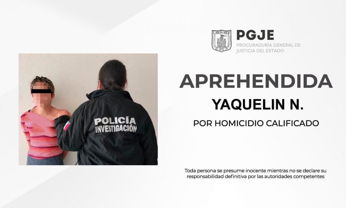 Detiene PGJE a mujer por homicidio calificado en Apizaco