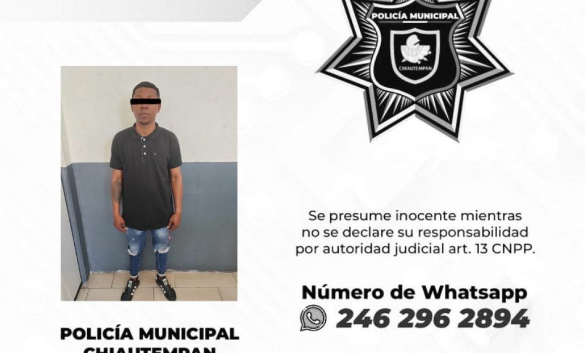 Detiene policía de Chiautempan a sujeto por cohecho