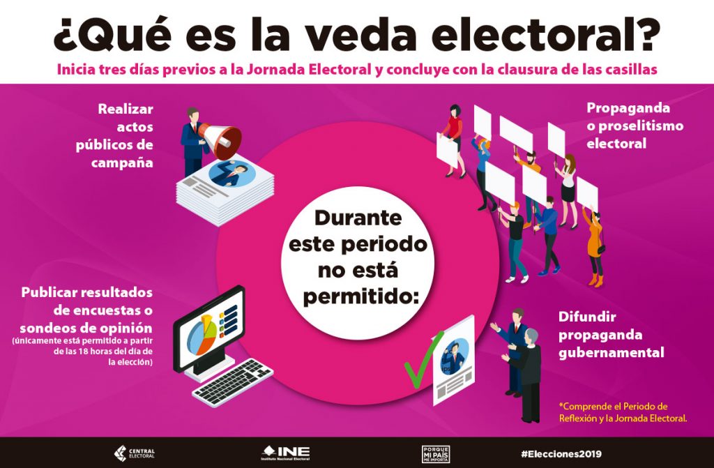 Inicia veda electoral a partir del primer minuto del jueves 30 de mayo
