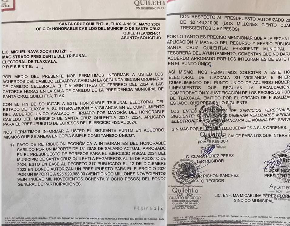 Aún sin concluir su periodo, pero regidores y presidente auxiliar impugnaron ante el TET liquidación a ayuntamiento de Quilehtla
