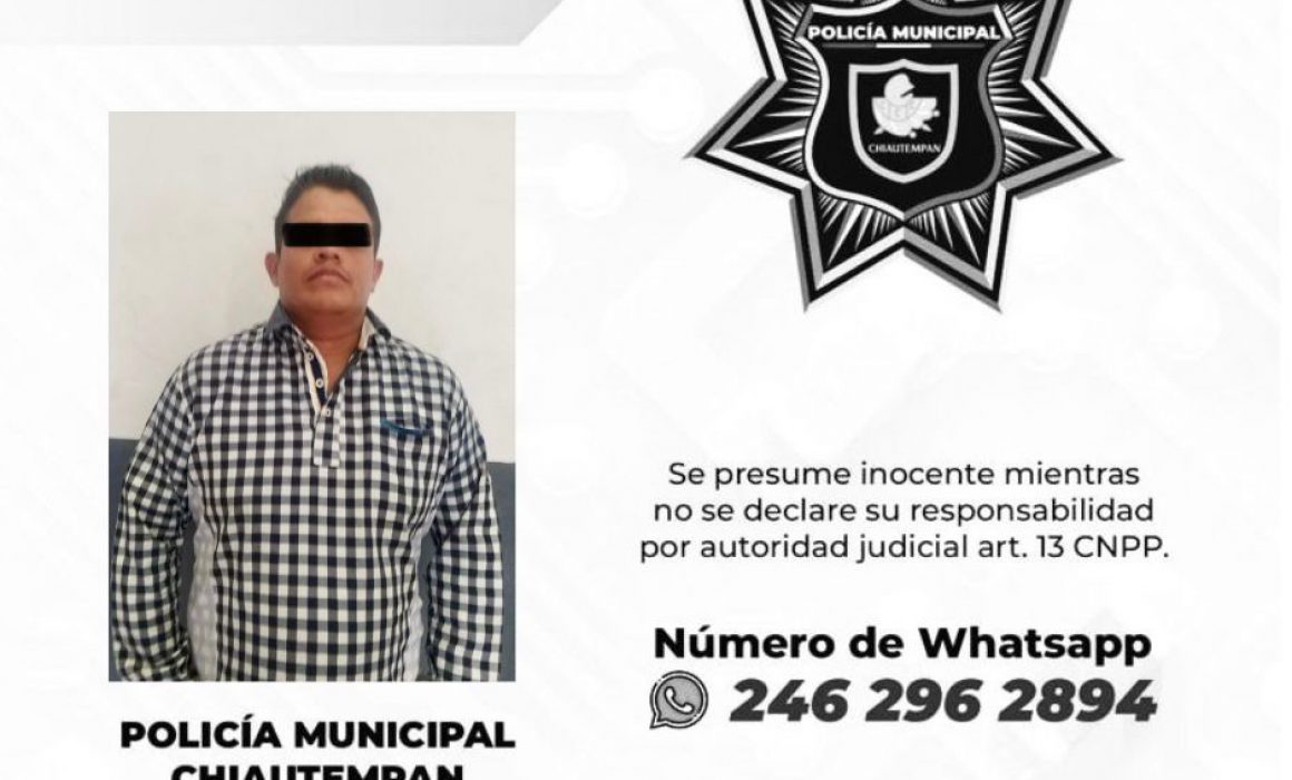 Detiene Policía de Chiautempan a sujeto por lesiones y cohecho