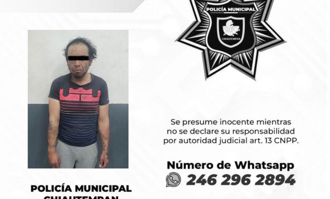 Detiene Policía de Chiautempan a sujeto por robo de motoneta