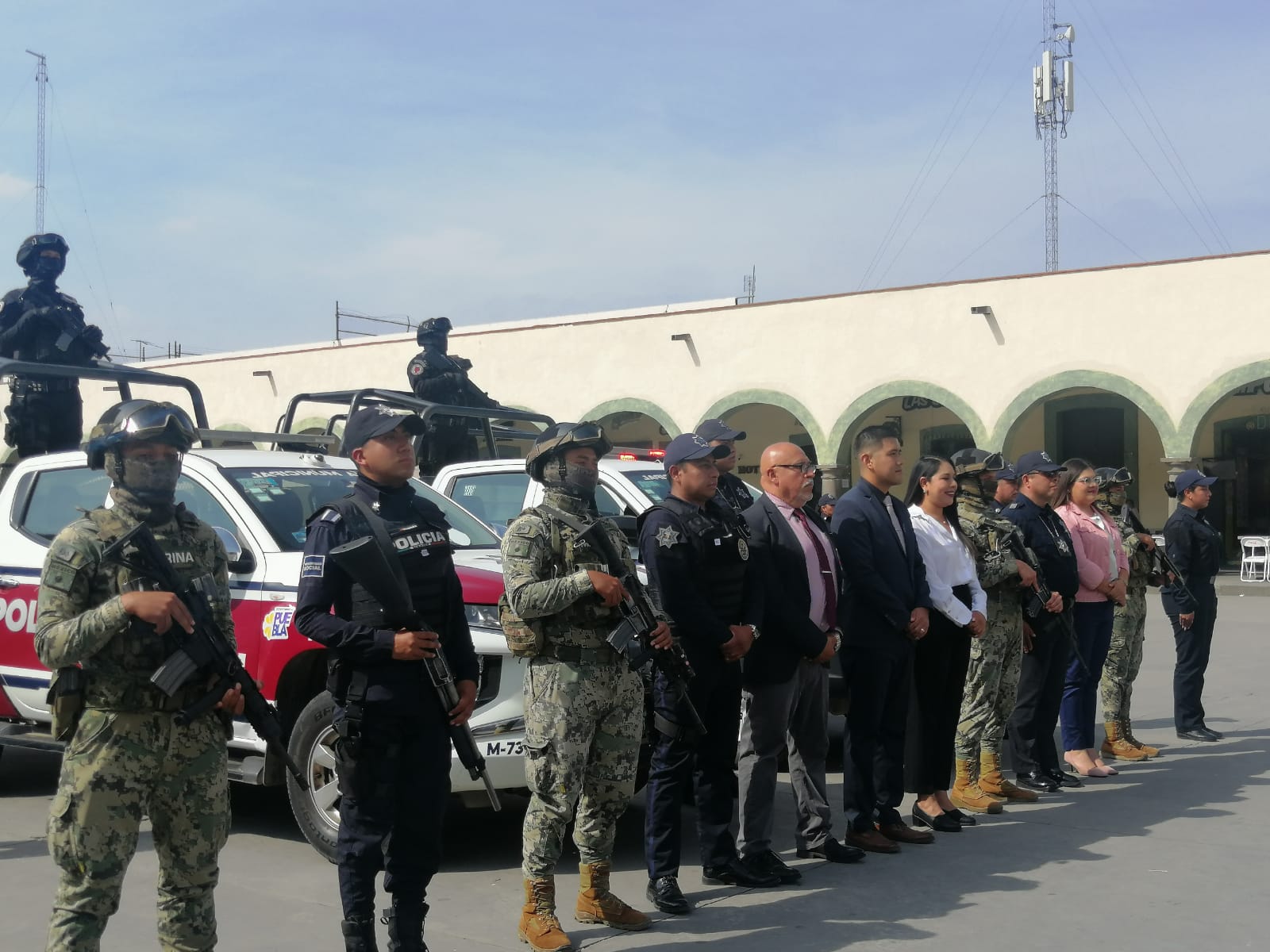 Fortalecen seguridad en San Pedro Cholula con la cooperación de la Marina y la Policía Municipal