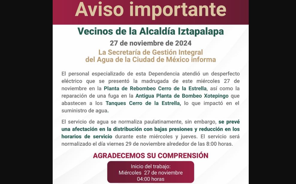 Falta de agua en Iztapalapa: causas y cuándo se normalizará el servicio