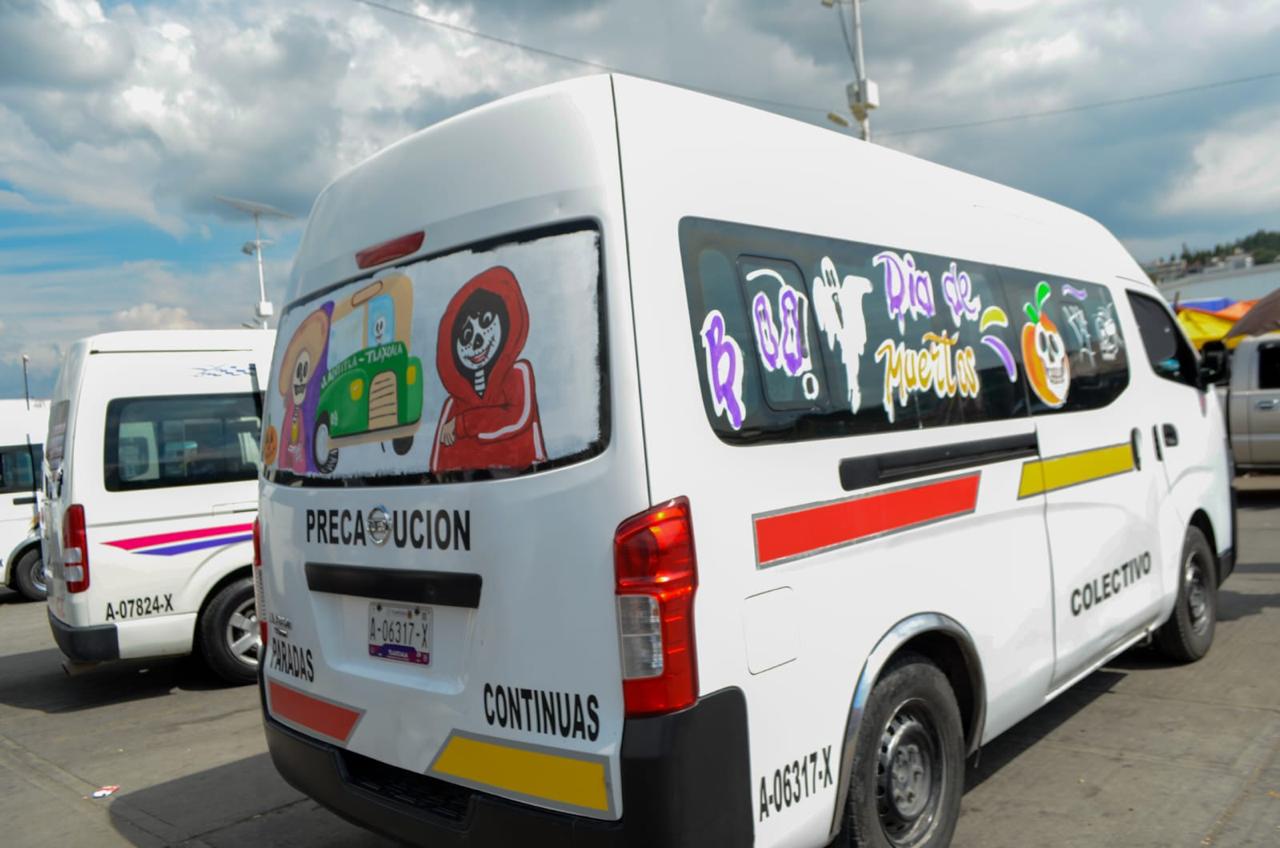  Celebra el Día de Muertos: transportes públicos en Tlaxcala se decorarán con tradición