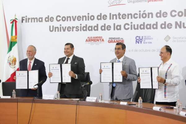 Gobierno de Puebla firma convenio con Universidad de Nueva York 