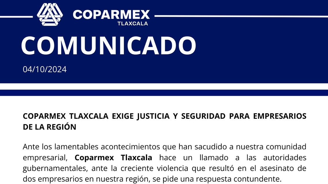 Exigen justicia y seguridad para empresarios tras homicidios en Tlaxcala