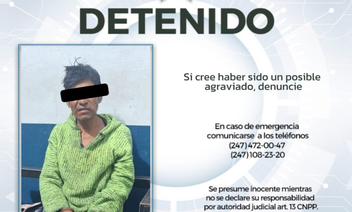 La Policía de Huamantla captura a presunto ladrón tras múltiples denuncias