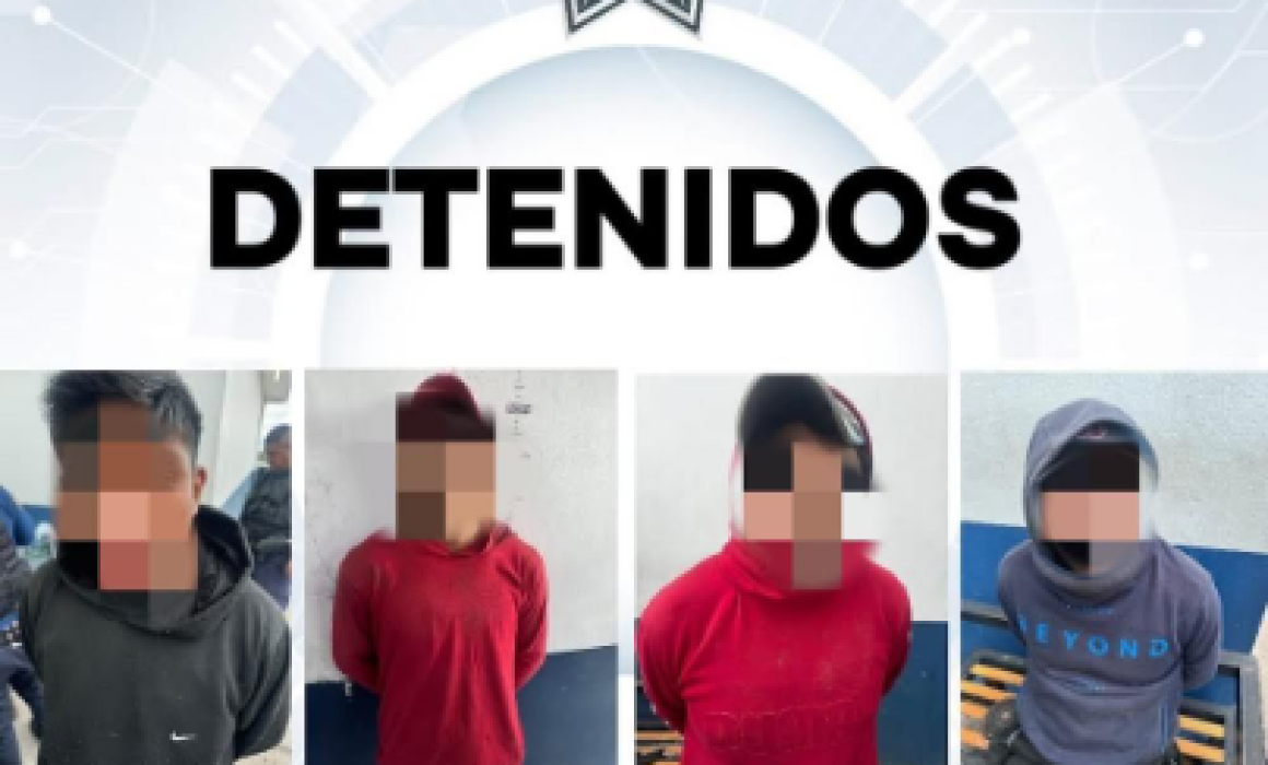 Asegura Policía de Huamantla a 4 sujetos y saca arma de las calles