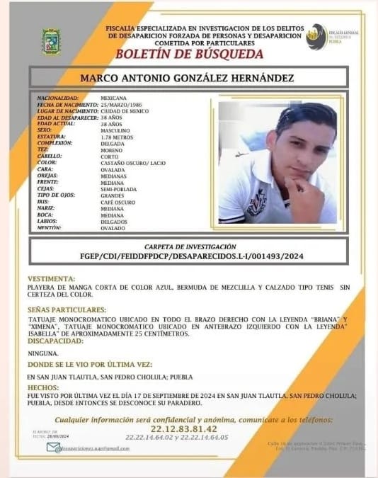 Emiten boletín de búsqueda: Marco Antonio González Hernández