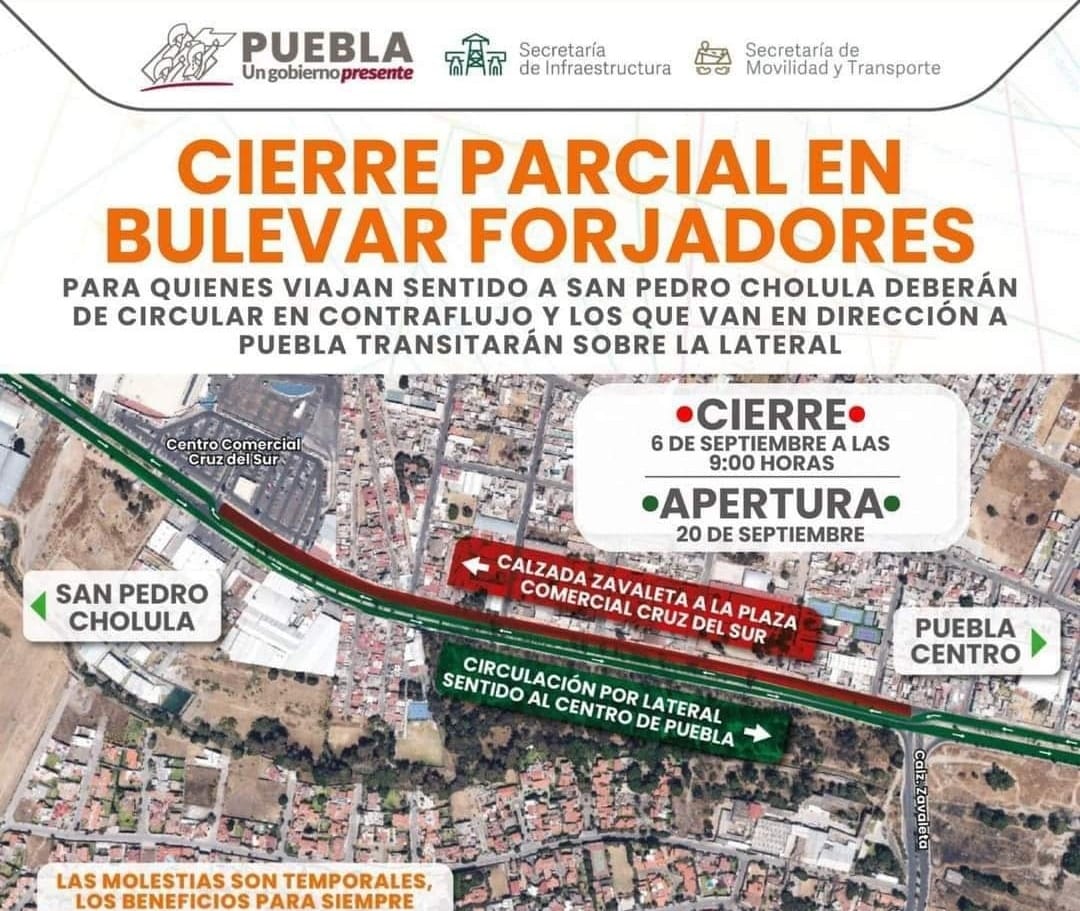 Rehabilitación del Bulevar Forjadores: Inician trabajos entre Calzada Zavaleta y Cruz del Sur