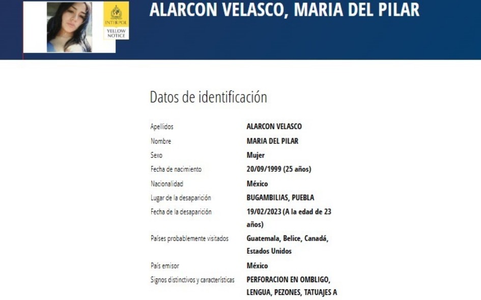 Puebla emite ficha amarilla para localizar a María del Pilar Alarcón