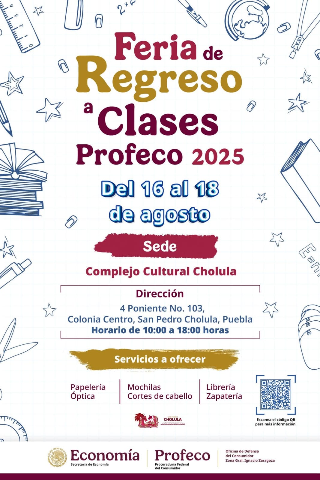 Gobierno de Cholula invita a la Feria del Regreso a Clases Profeco 2025
