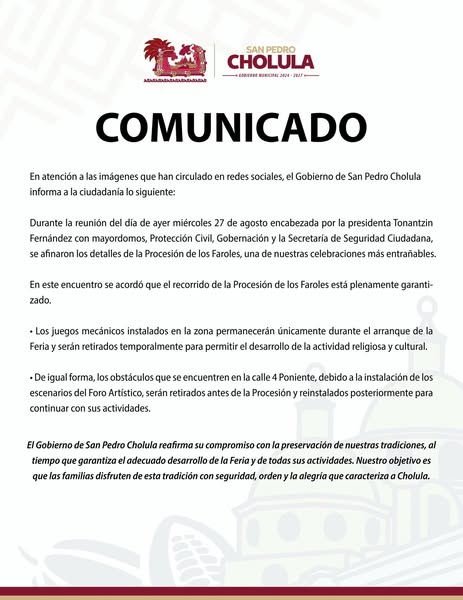 procesión de faroles comunicado 1