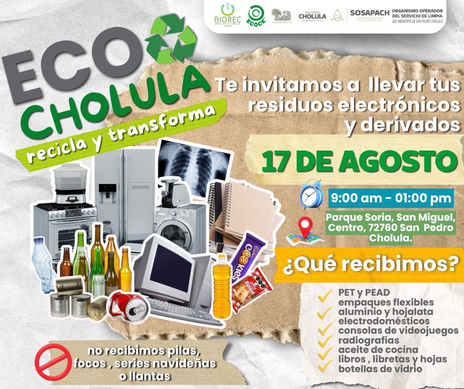 ¡Súmate a EcoCholula este 17 de agosto!