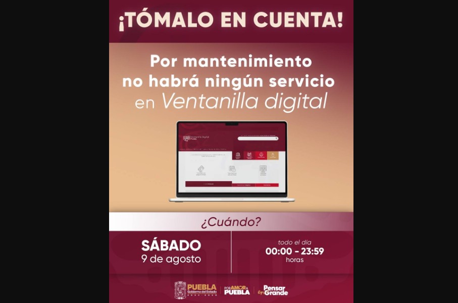 Suspensión temporal de trámites digitales en Puebla