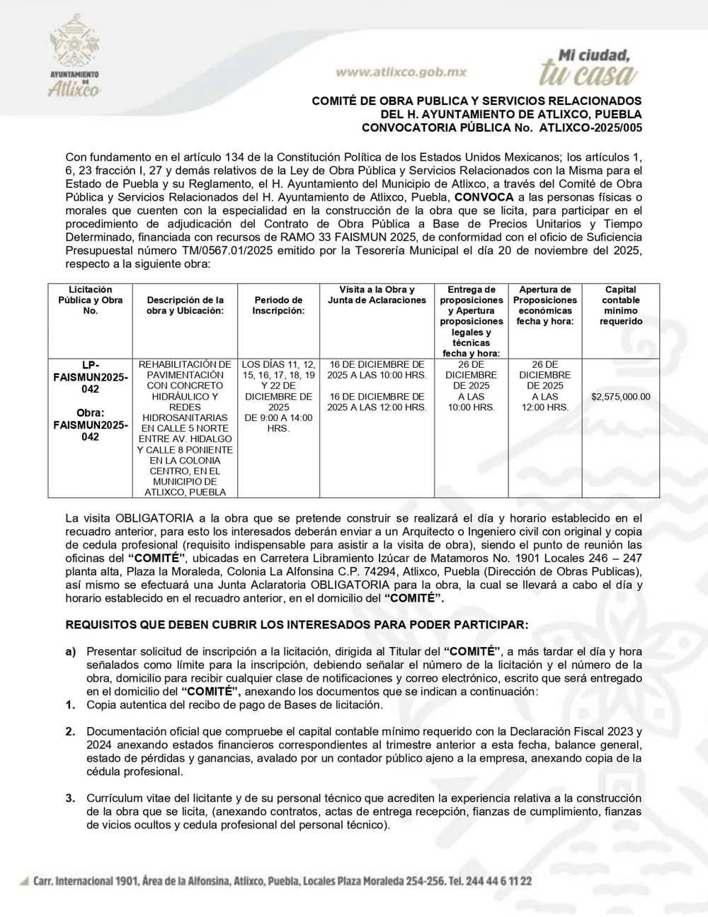 Página 1 convocatoria 11 diciembre 2025